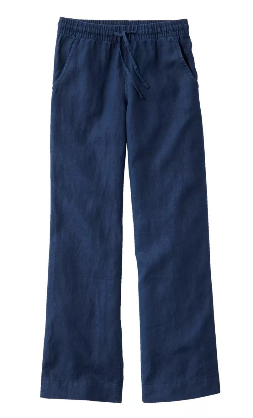 NWT L.L.Bean Premium Washable Linen Pull-On Pants Navy Blue 20 Petite 507343